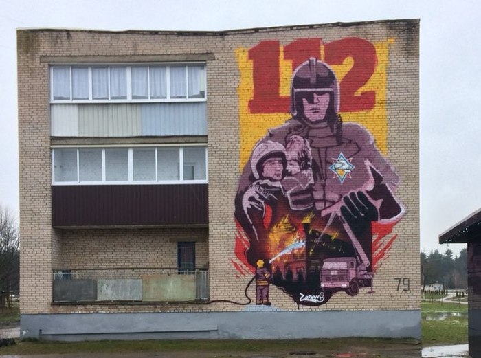 Fire graffiti of the Ministry of Emergency Situations of the Republic of Belarus - Ministry of Emergency Situations, Graffiti, Firefighters, , Republic of Belarus