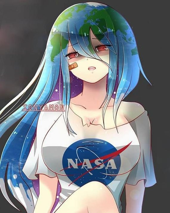 Earth-chan - Anime art, Anime, Not anime, Earth-Tian, Mascot, Humanization