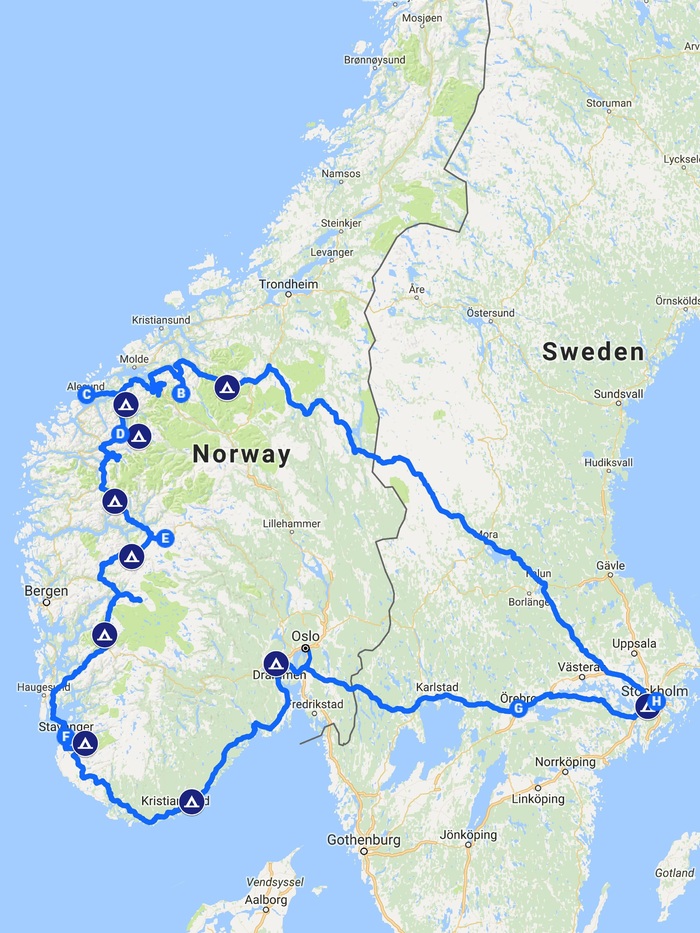 Норвежские фьорды карта