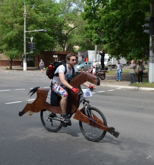 Bike horse on bike day - My, Cyclist, Craft, stood out, What's this?, Tyap Lyap, From improvised means, My, Mariupol, Video, Longpost, And so it will do