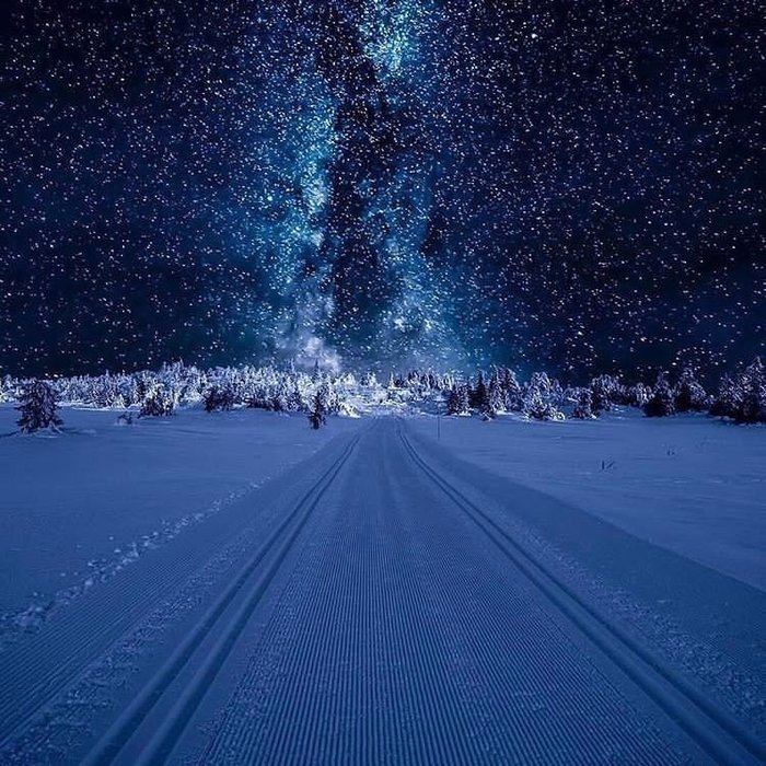 Starry night in Norway - Stars, Night, Winter, Nature, Norway, beauty, Road, Blatantly stolen