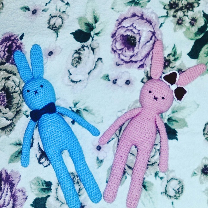 hare couple - My, Knitting, Crochet