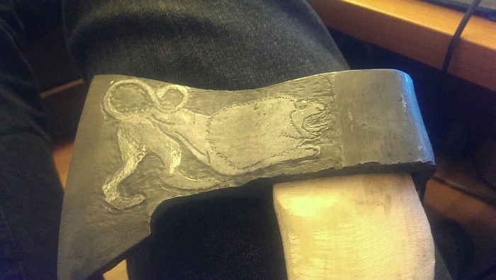 First experience! - My, Metal carving, Axe, Rukozhop