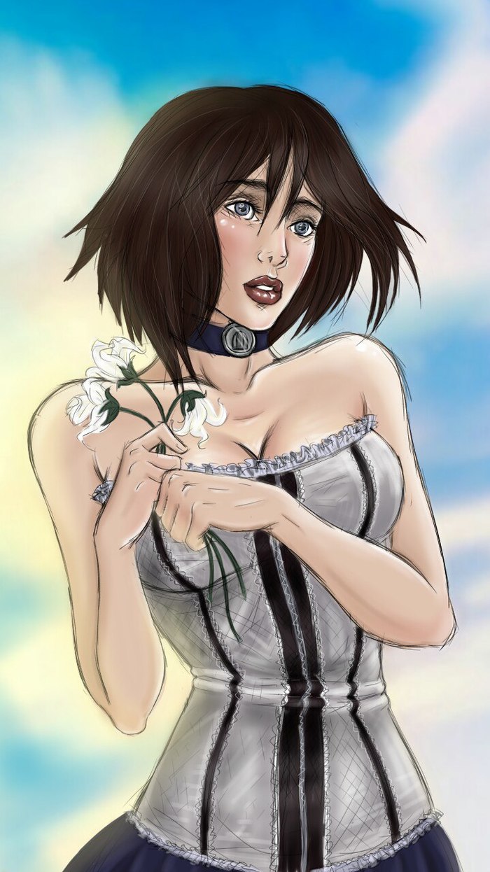 Elizabeth - My, Art, Anime art, Bioshock Infinite, My, Girls, Drawing, Sketch, Drawing on the phone