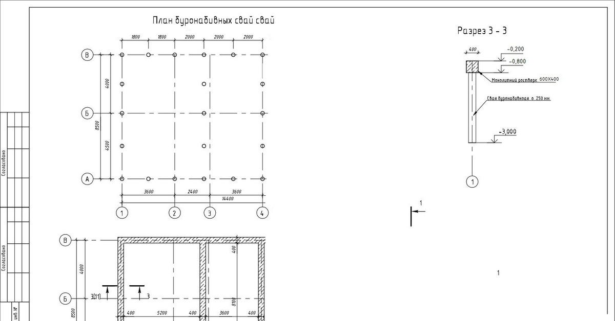 План ростверка чертеж