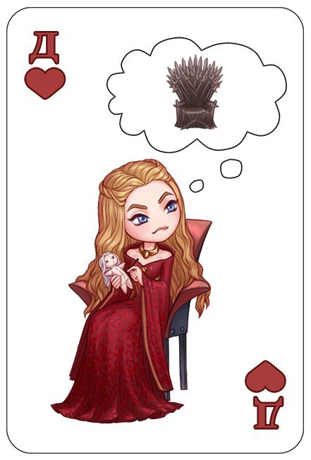 Funny cards on the Game of Thrones from the artist Maria Rossing, who draws under the nickname Zella Art (part two). - Game of Thrones, Playing cards, Art, Humor, Longpost