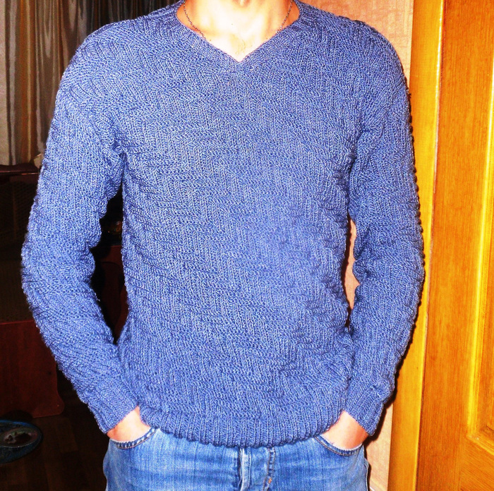 Sweater with original pattern - My, Knitting, Knitting a sweater, Video, Scheme, Longpost