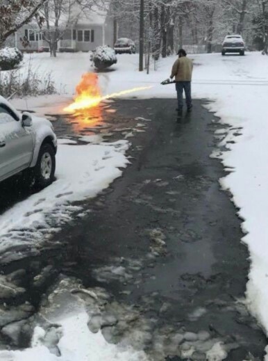 Household flamethrowers! - Flamethrower, Snow removal, Snowblower, Self defense, GIF, Longpost