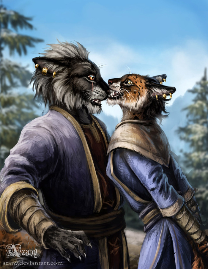 Khajiit love - Kajit, Khajiit, Art, The elder scrolls, Furry