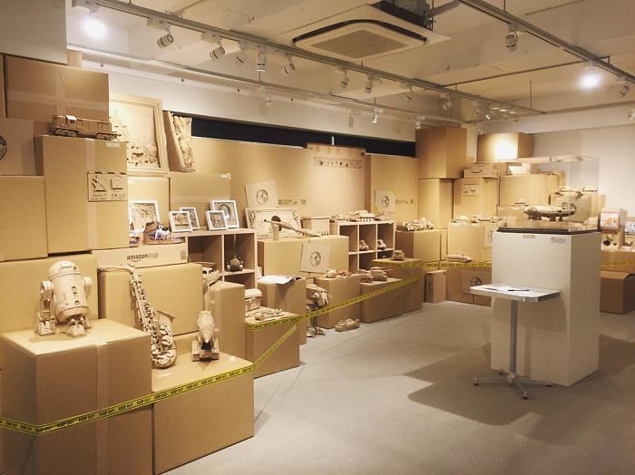 Japanese designer Monomi Ohno creates incredible 3D sculptures out of cardboard boxes. - Japan, Things, Hobby, Skillful fingers, Crafts, Toys, Longpost