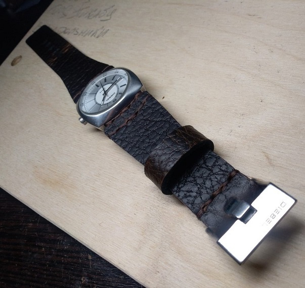 Diesel watch strap. History of creation in photos №8. - My, Needlework with process, Watchband, Strap, Leather, , Order, Handmade, , Longpost