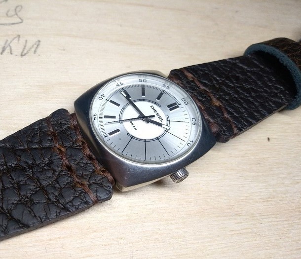 Diesel watch strap. History of creation in photos №8. - My, Needlework with process, Watchband, Strap, Leather, , Order, Handmade, , Longpost