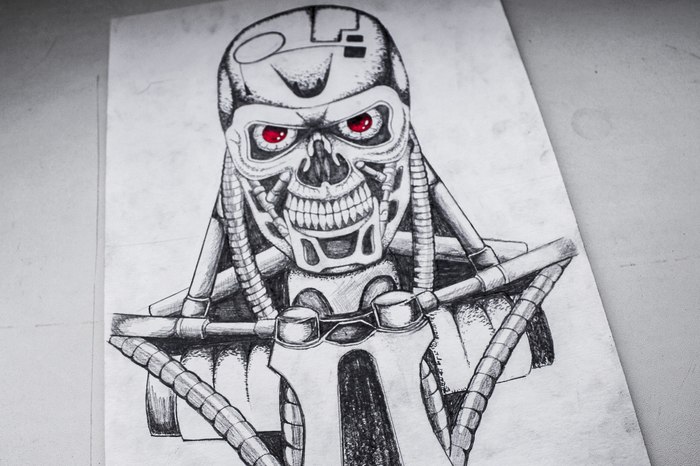 Terminator T-800 - Drawing, Pencil drawing, Sketch, Terminator, T-800, Movies, Fantasy, 