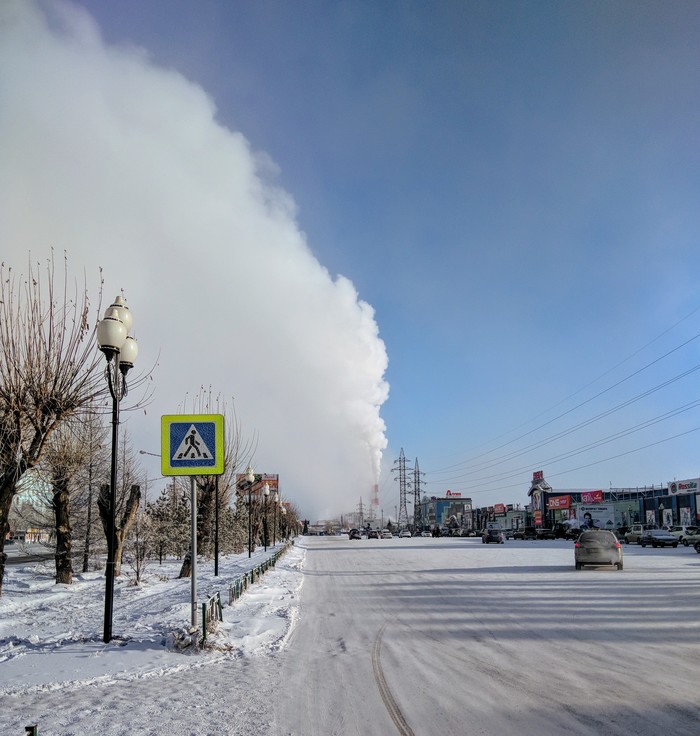 Blue sky... almost. - My, Winter, Ecology, Sky