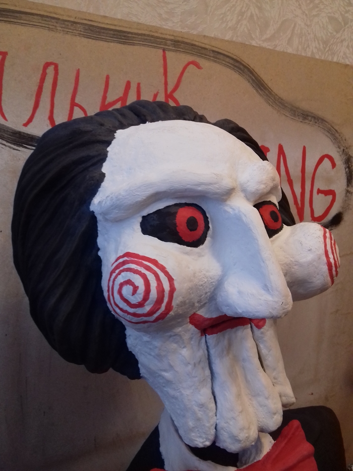 Plaster sculpture Billy from the film series SAW/Saw. - My, Movies, Saw, Billy, Horror, Sculpture, Handmade, Longpost