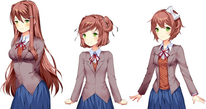 When operation #JUSTMONIKA went...not quite according to plan... - Doki Doki Literature Club, Natsuki, Yuri, Sayori, Monika, Visual novel, Anime art, Anime