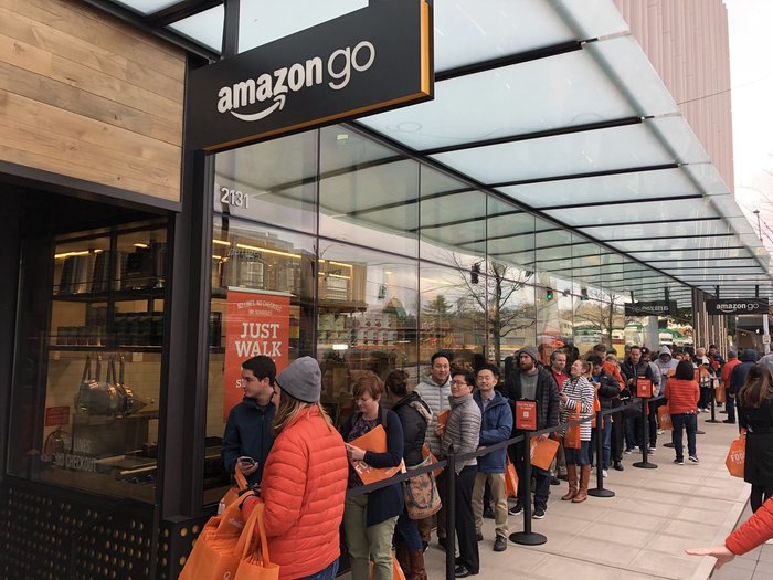 Открытие первого магазина Amazon Go - Amazon GO, Магазин, Очередь, Длиннопост