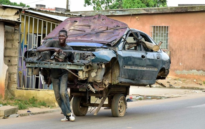 When everything is stolen before us, but the remains are also sweet! - Scrap metal, Africa, The photo