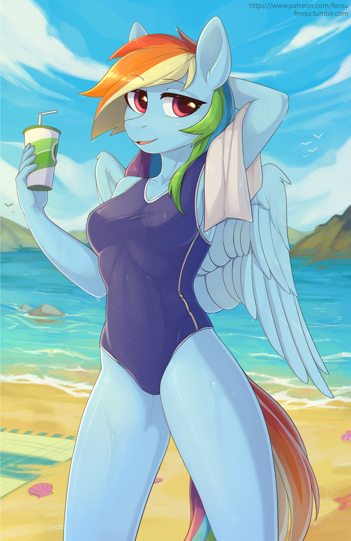 Dash At The Beach by Fensu-San - My little pony, Rainbow dash, Anthro, Fensu-San