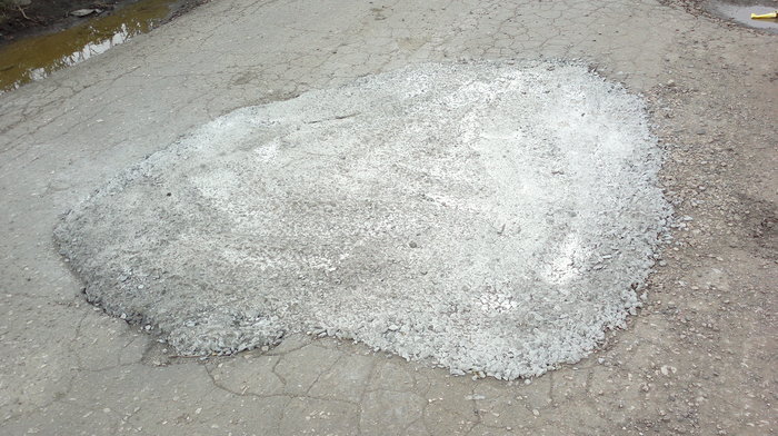 Repair of a country road by residents (Concrete in pits) - My, Road repair, Savvy, , Concrete