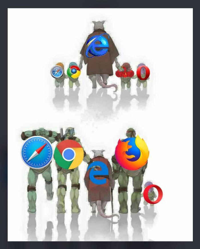 Poor Opera - Google chrome, Opera, Firefox, Internet Explorer, Safari, Teenage Mutant Ninja Turtles, 9GAG