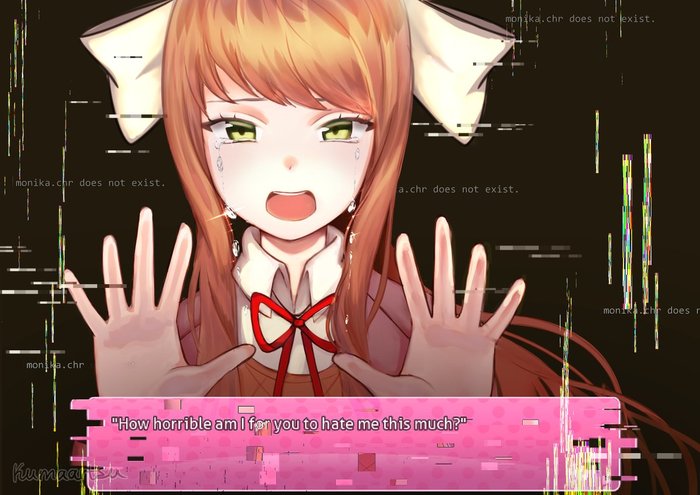 Just monika - Doki Doki Literature Club, Monika, Anime art, Anime, Visual novel, Not anime, Art, Spoiler