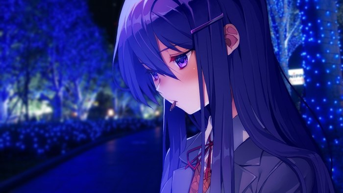 Yuri - DDLC, Doki Doki Literature Club, Anime Art, Коллаж, Yuri