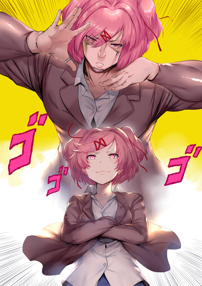 Doki Doki Bizzare Adventure Doki Doki Literature Club, Jojos Bizarre Adventure, , Anime Art, ,  , , Natsuki