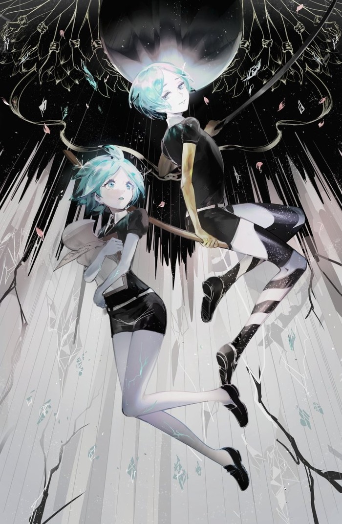 Dual Phos - Houseki no kuni, Anime art, , Anime, Drawing, Phosphophyllite