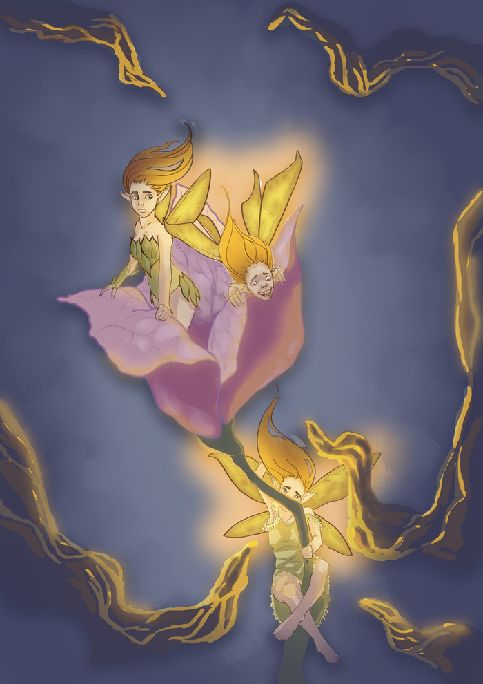 I drew fairies. I hope you will like it - My, Longpost, Fairy, Fantasy, Art, Drawing