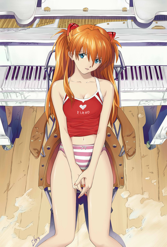 Shall we play four hands? - Evangelion, Anime, Anime art, Asuka langley