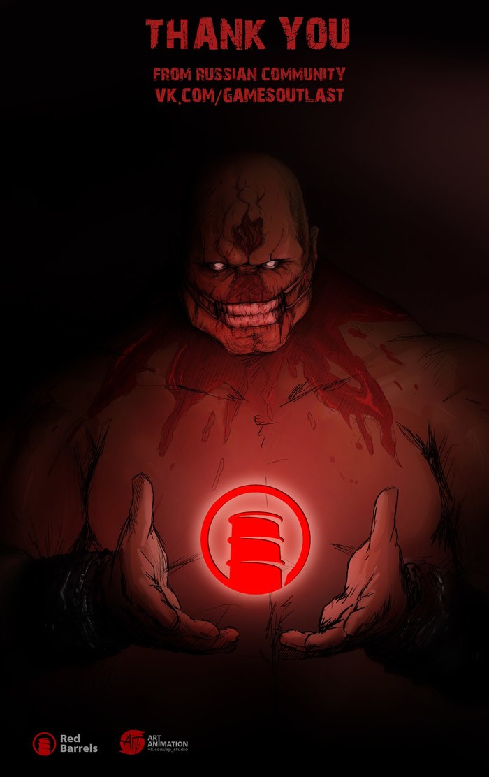 Art as a gift to the developers of the game Outlast - My, Outlast, , , , Red Barrels, Horror, Horror, Horror game