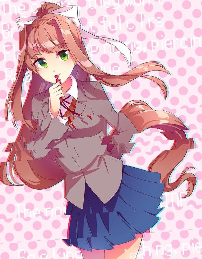 In my hand, is a pen that will write a poem of me and you~ - Doki Doki Literature Club, Monika, Anime, Not anime, Visual novel, Art