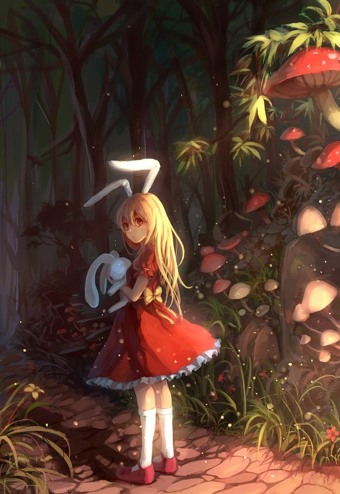 Bunny Cutie - Anime art, Girls, Plush Toys, Fantasy, Forest