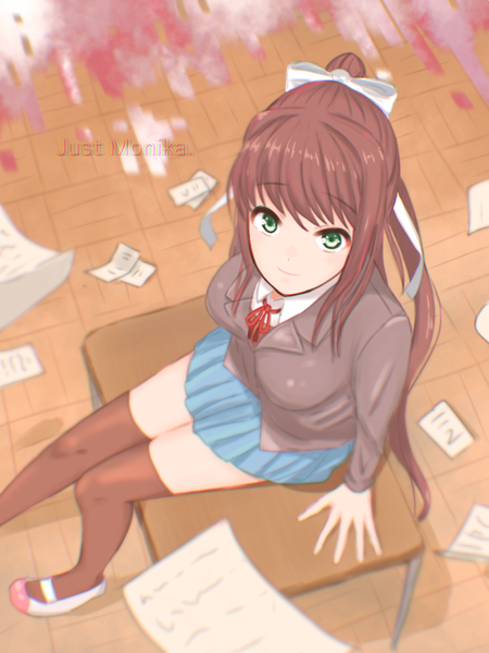 I'm glad to be with you, even in a glass cage - Doki Doki Literature Club, Monika, Visual novel, Art, Anime, Not anime