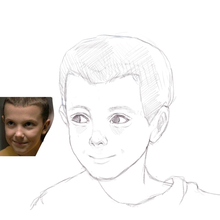 Eleven Stranger Things Sketch - My, Art, Drawing, Very strange things, , Millie Bobby Brown, TV series Stranger Things, Eleven_very strange things