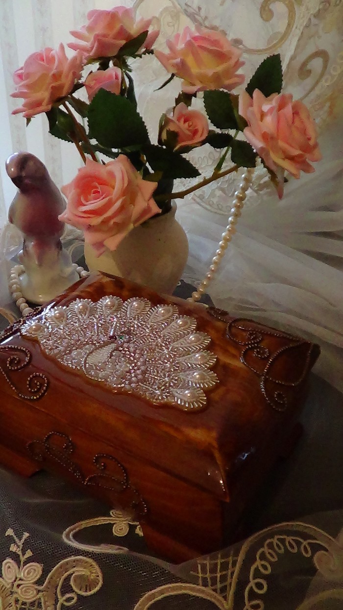 Шкатулка, украшенная бисером, "Павлин". Рукоделие без процесса, Бисер, Шкатулка, Украшения из бисера, Павлин, Белый павлин, Длиннопост