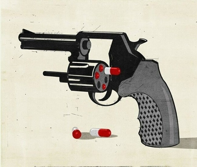 Bullets-pills. - Art, Bullet, , Black pistol