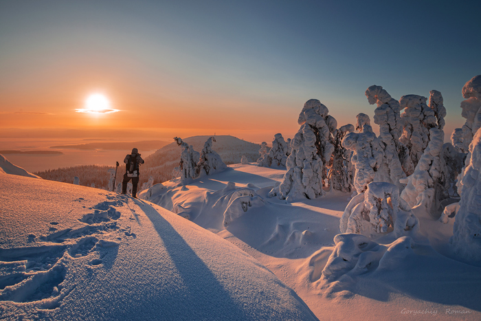 Winter Kandalaksha - Winter, Sunset, Kandalaksha, Russia, Battle of sunsets, Travels, The mountains