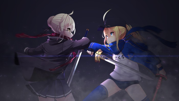 Heroine X And Saber art - Anime art, Anime, Fate grand order, Saber, Mysterious Heroine X Alter