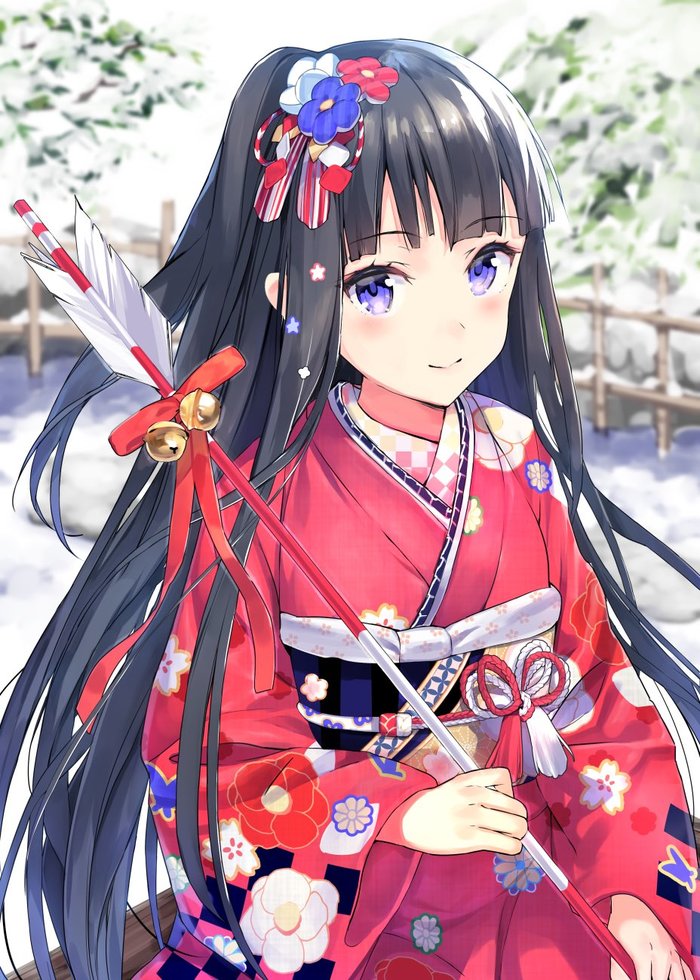 Ordinary Japanese girls in traditional festive attire - Anime, Anime art, Kimono, Anime girls, Milota, Longpost