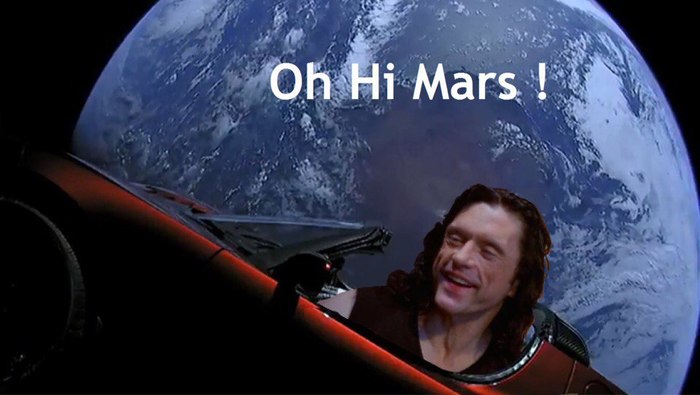 Anyway, how is your Tesla? - Tesla, Tommy Wiseau, Room, Space, 9GAG
