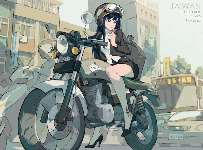 Moto Lady - Anime Art, Anime Original, Девушки, Мотоциклы, Nnnnoooo007, Мото