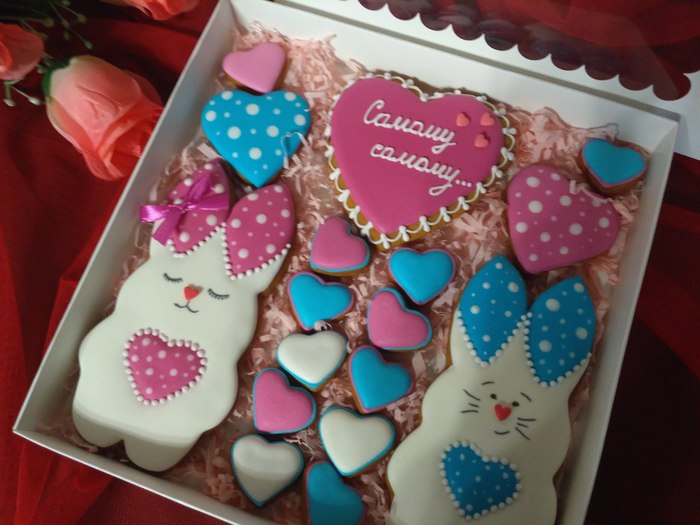 Valentine's Day - My, Gingerbread, Valentine's Day, Handmade, Hobby, , Presents, Longpost