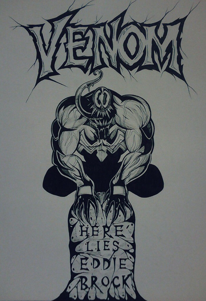 Drawing of Venom. - My, Art, Fan art, Venom, Comics, Illustrations, Marvel