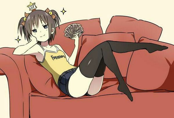 Money, - Stockings, Money, Anime, Drawing