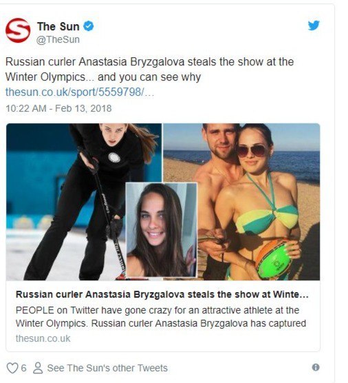 The Sun about the Russian curler: Bryzgalova stole the Olympics - Sport, Olympiad, Olympiad 2018, Curling, Twitter, , The Sun, GIF, Longpost
