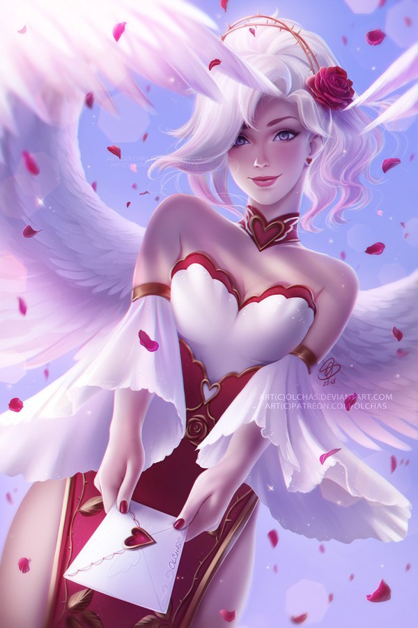 Valentine's Dove Mercy by OlchaS - Olchas, Mercy, Overwatch, Art