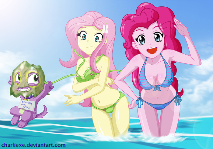 EG - Summer! - My Little Pony, Equestria Girls, Spike, Fluttershy, Pinkie Pie, MLP Edge, Charliexe