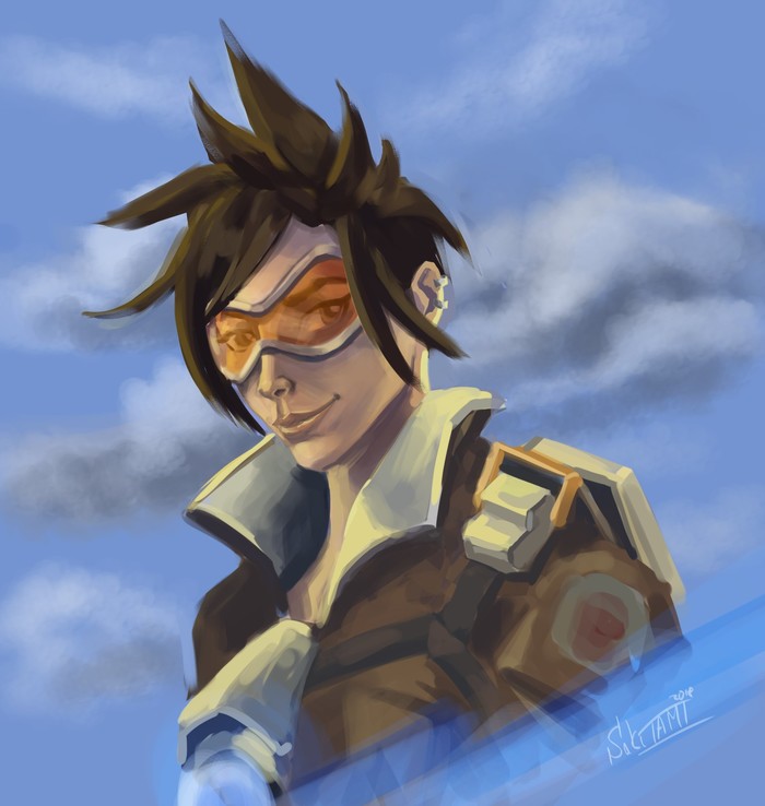 Tracer art - Моё, Game Art, Overwatch, Tracer